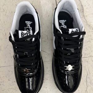 Bape Black Patent Leather Sneakers
